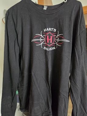 Black Long Sleeve Graphic Tee Hart's Saloon Hebron Illiniois Xl